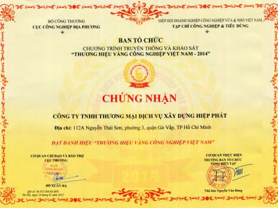 Gold certified industrial brand Vietnam